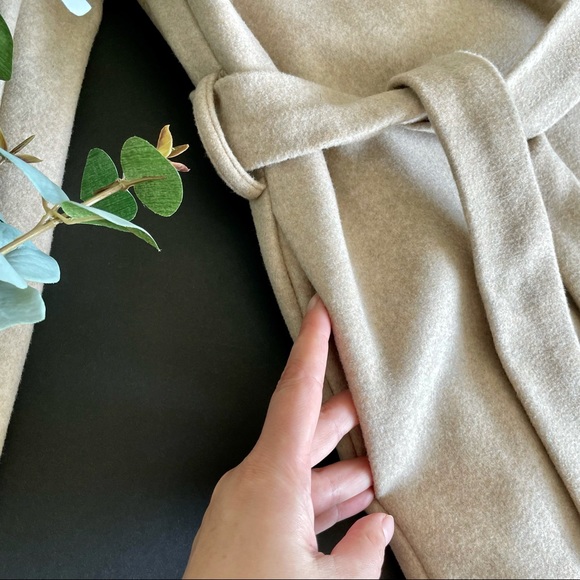 Zara • Long Sleeve Hooded Belted Wrap Coat Beige Size S - Picture 8 of 11